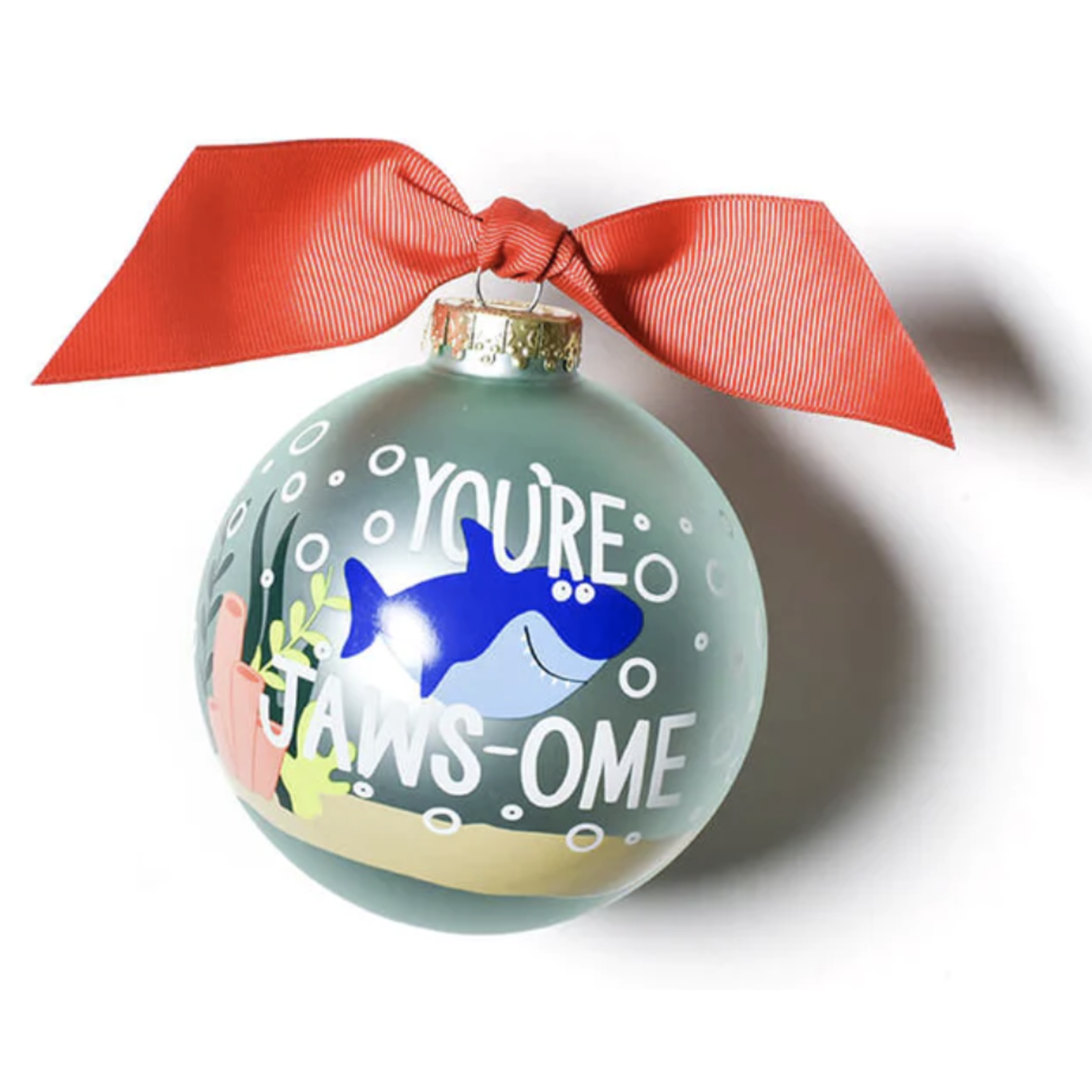coton colors shark glass ornament
