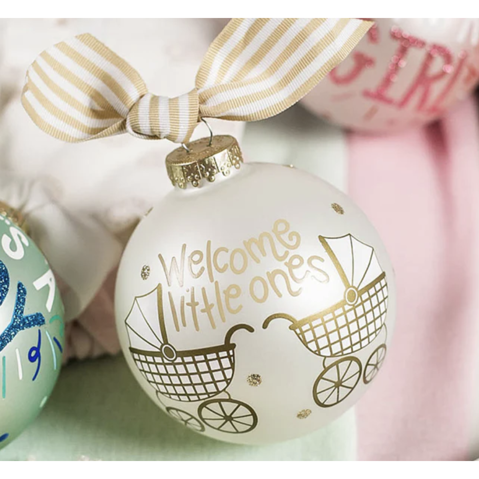 coton colors welcome little ones twins glass ornament