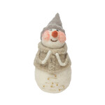 m. lynne designs felt snowman with tan coat and gray hat