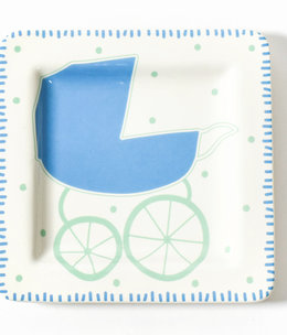 coton colors Boy Baby Carriage Square Plate