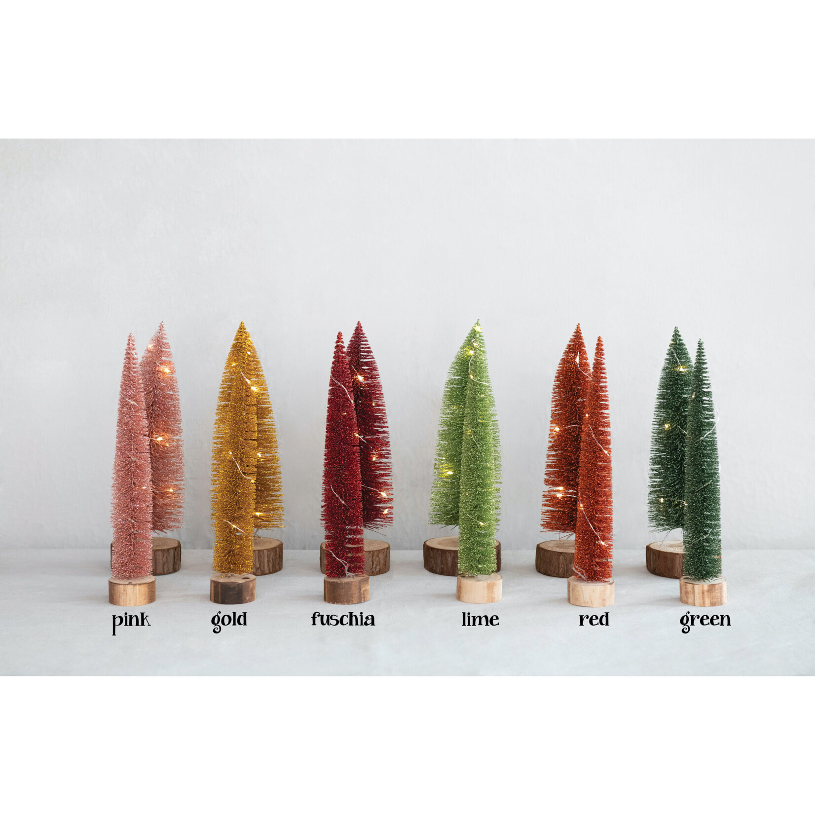 m. lynne designs bottlebrush tree with LED on wood base