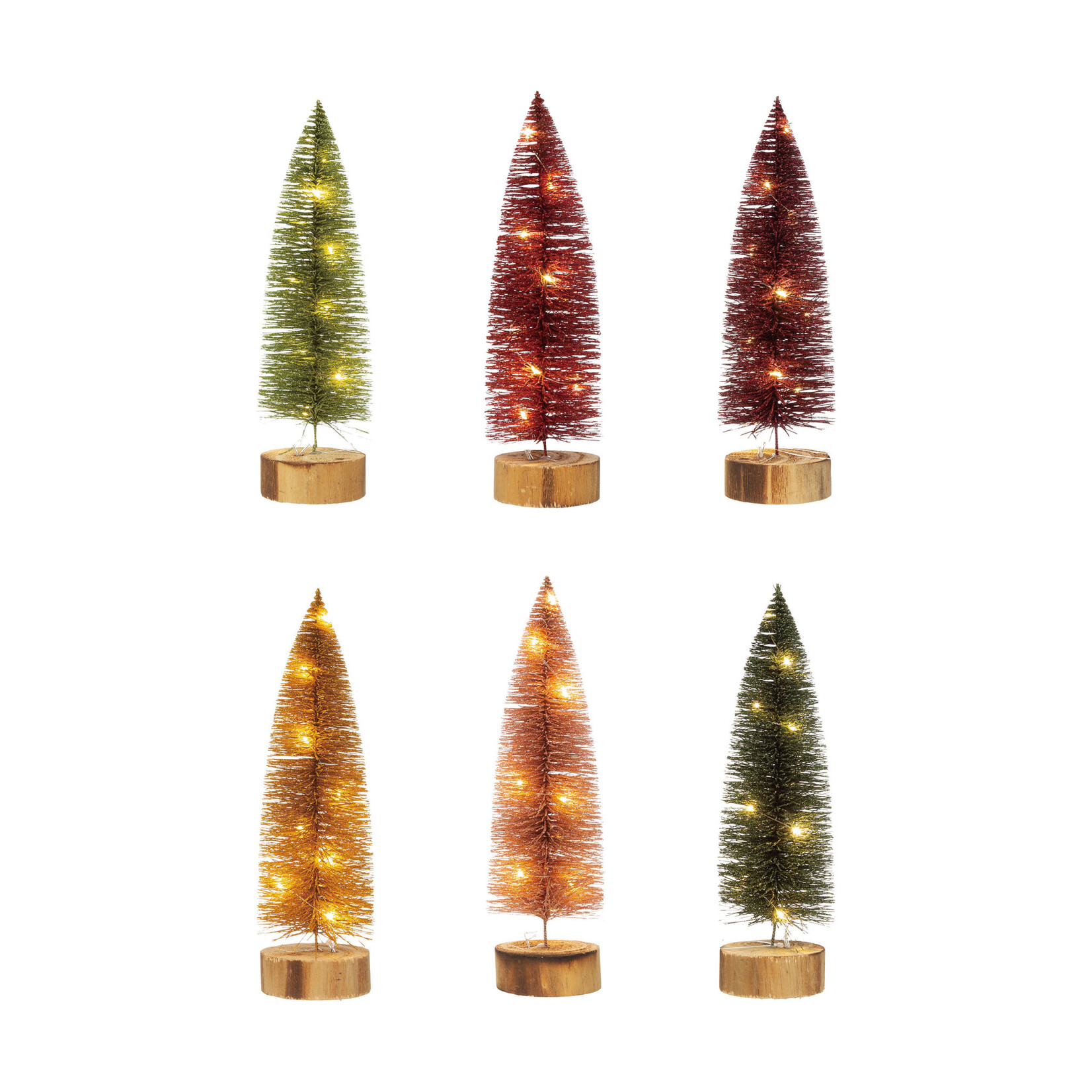 m. lynne designs bottlebrush tree with LED on wood base