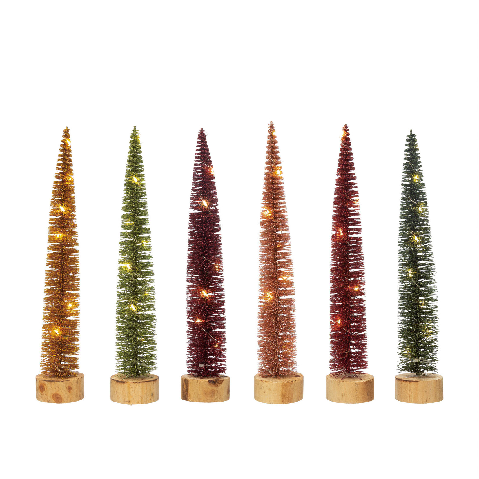 m. lynne designs bottlebrush tree with LED on wood base