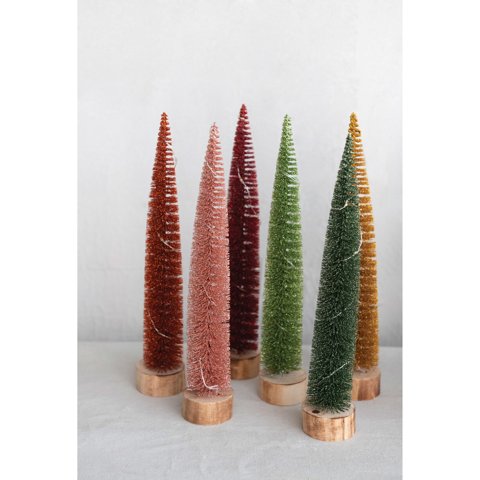 m. lynne designs bottlebrush tree with LED on wood base