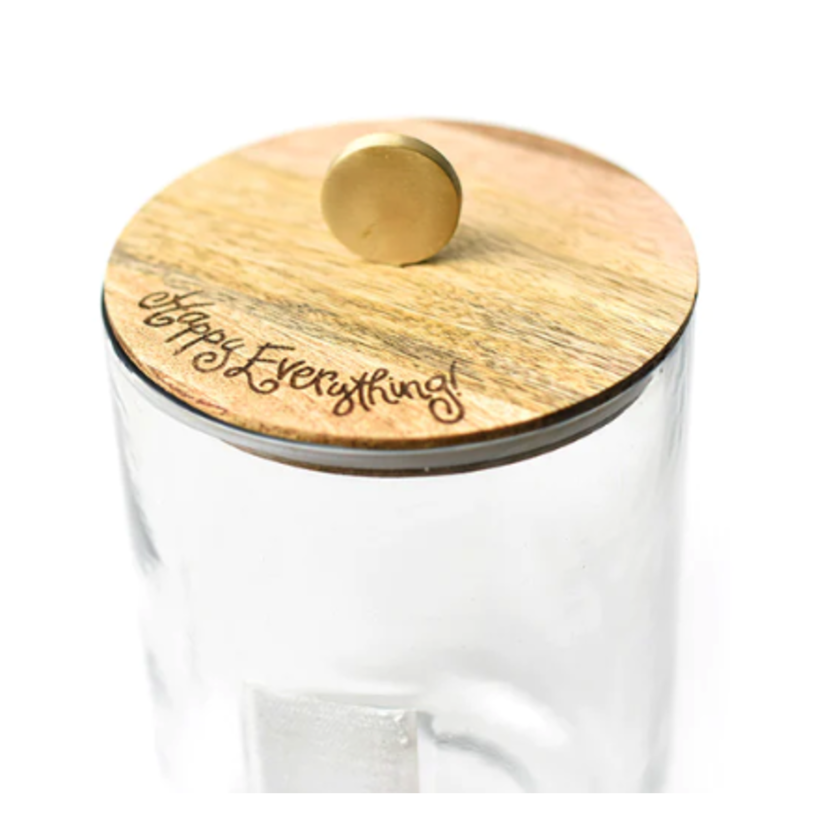 happy everything mini wooden lid glass jar
