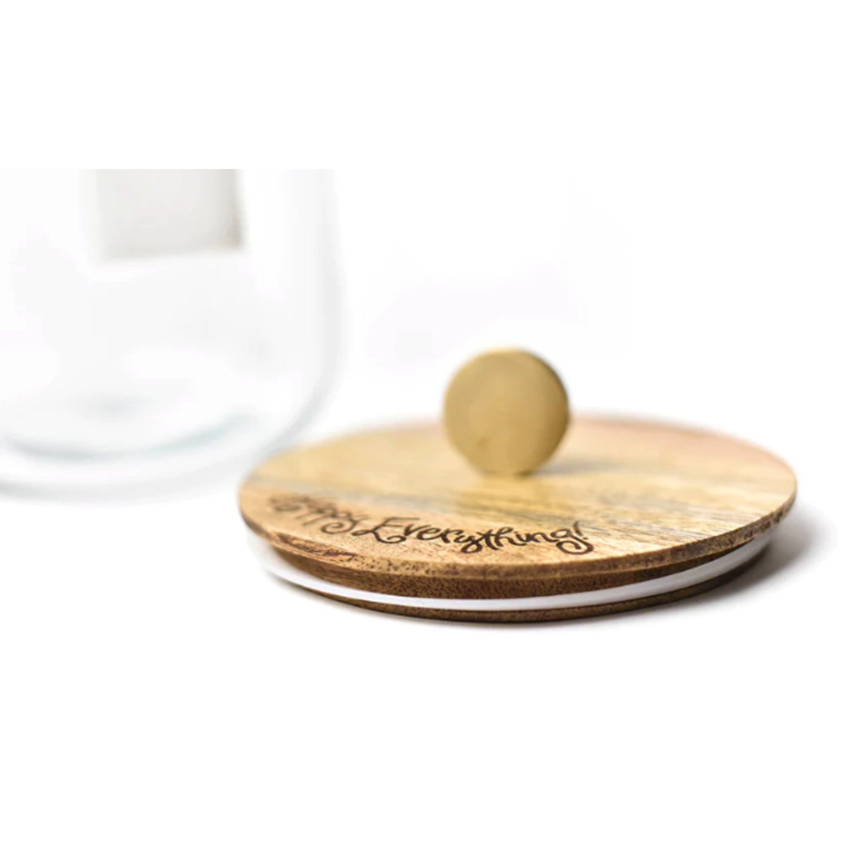 happy everything mini wooden lid glass jar