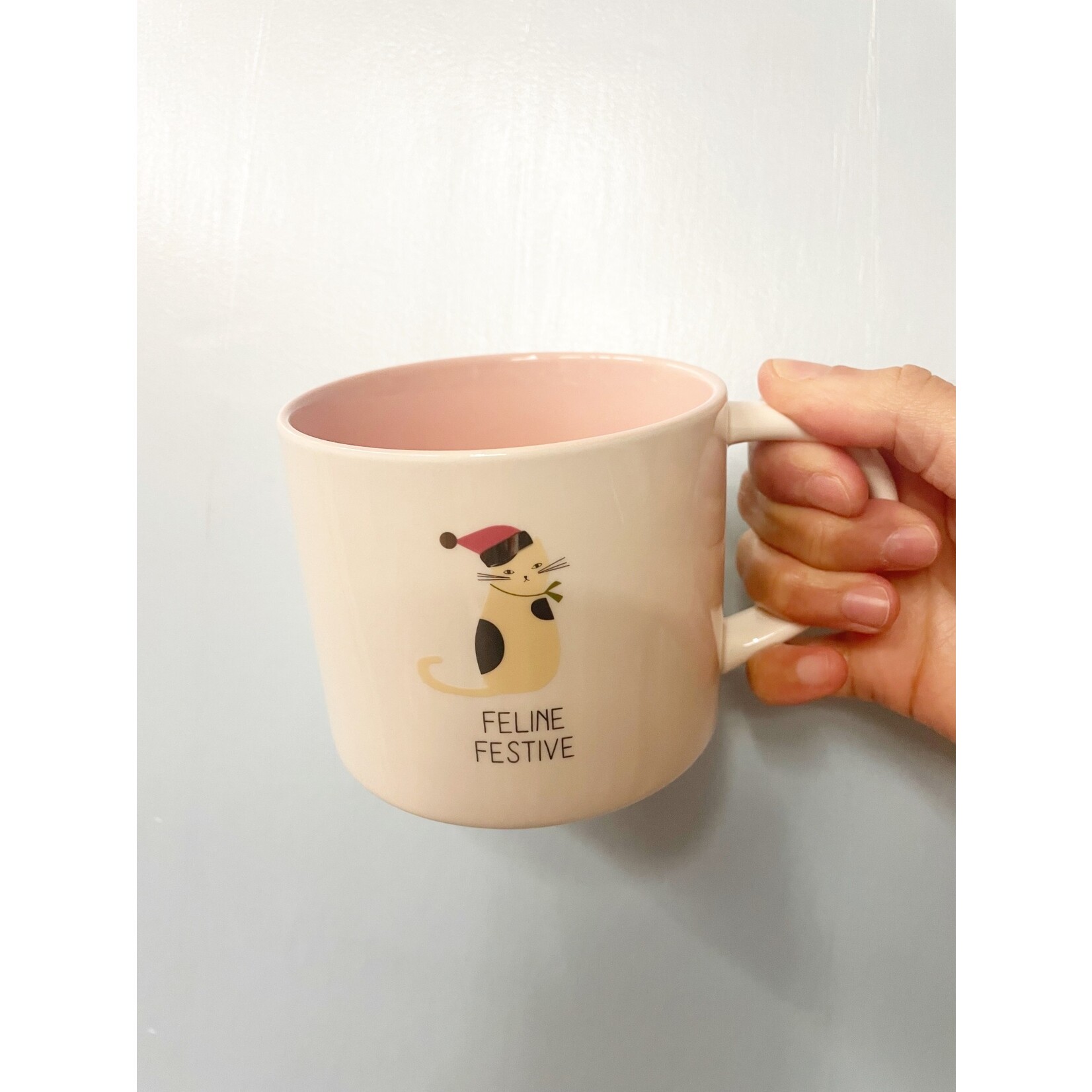 m. lynne designs holiday feline fine mug