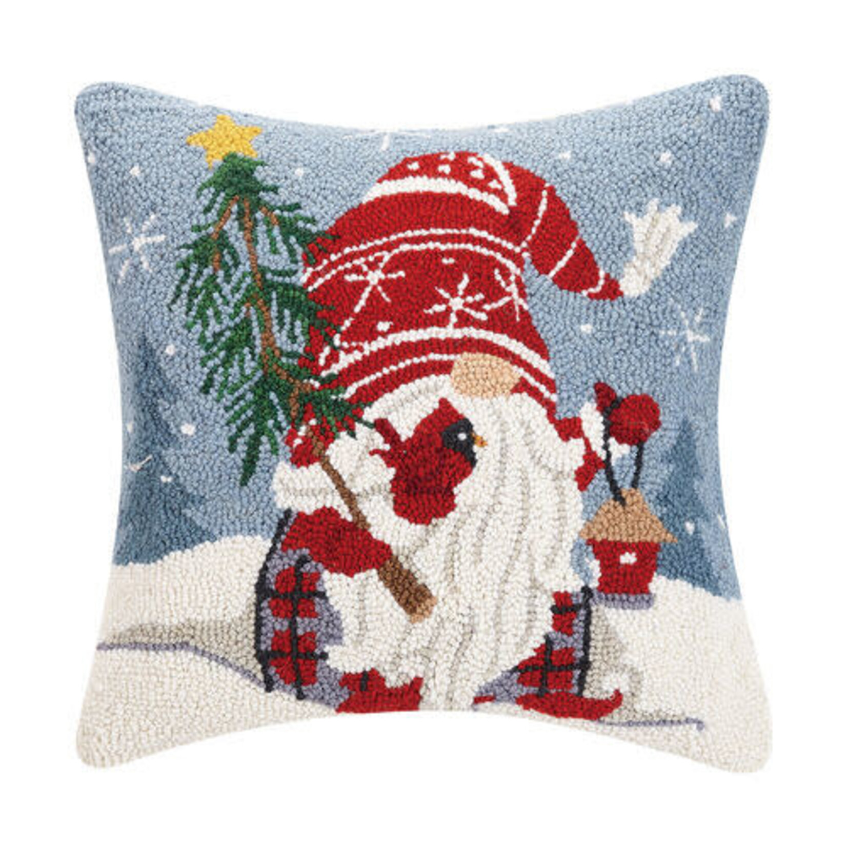 m. lynne designs gnome with cardinal hook pillow
