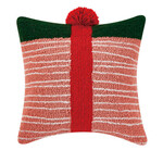 m. lynne designs pink green stripe gift with pom hook pillow