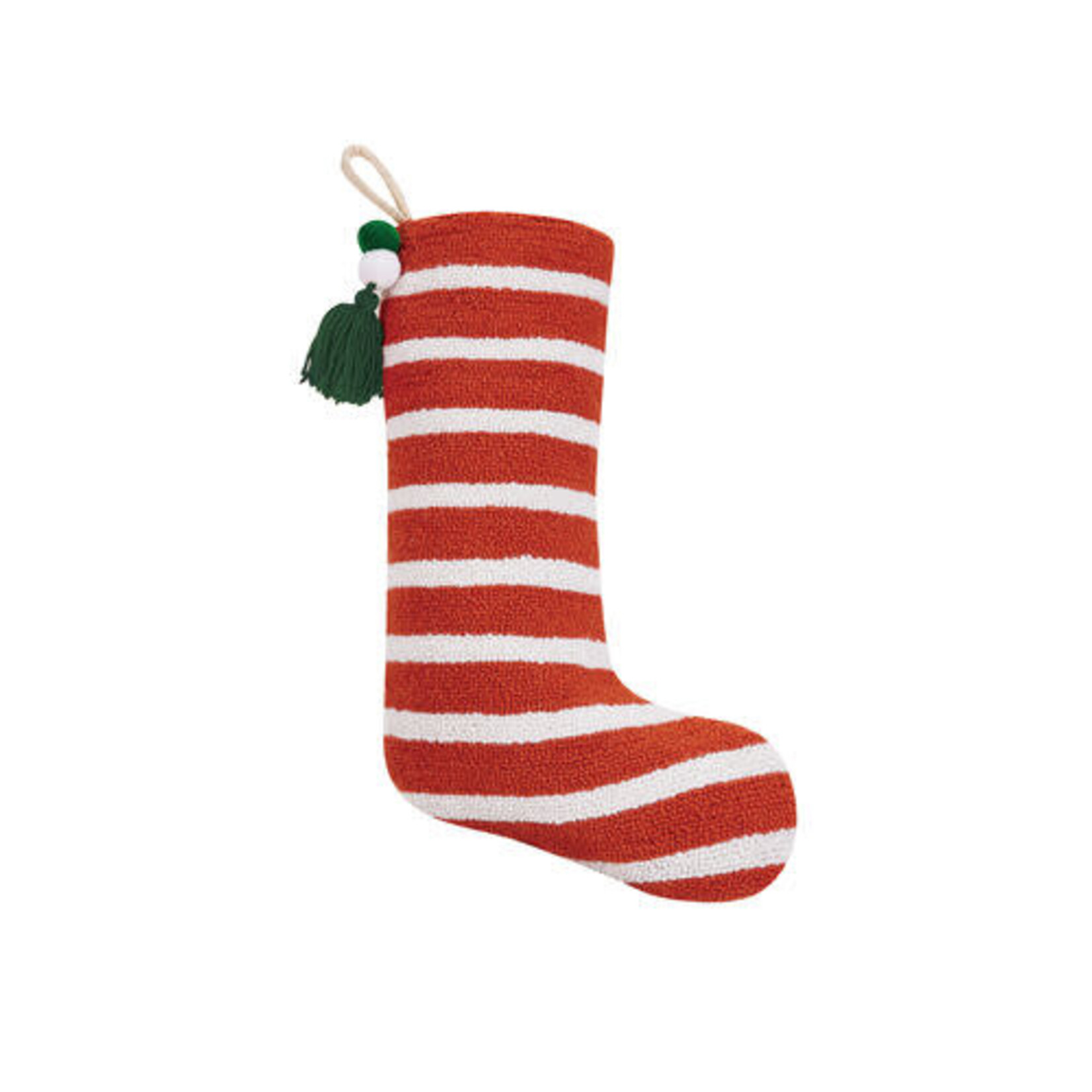 m. lynne designs red stripe with pom pom tassel hook stocking