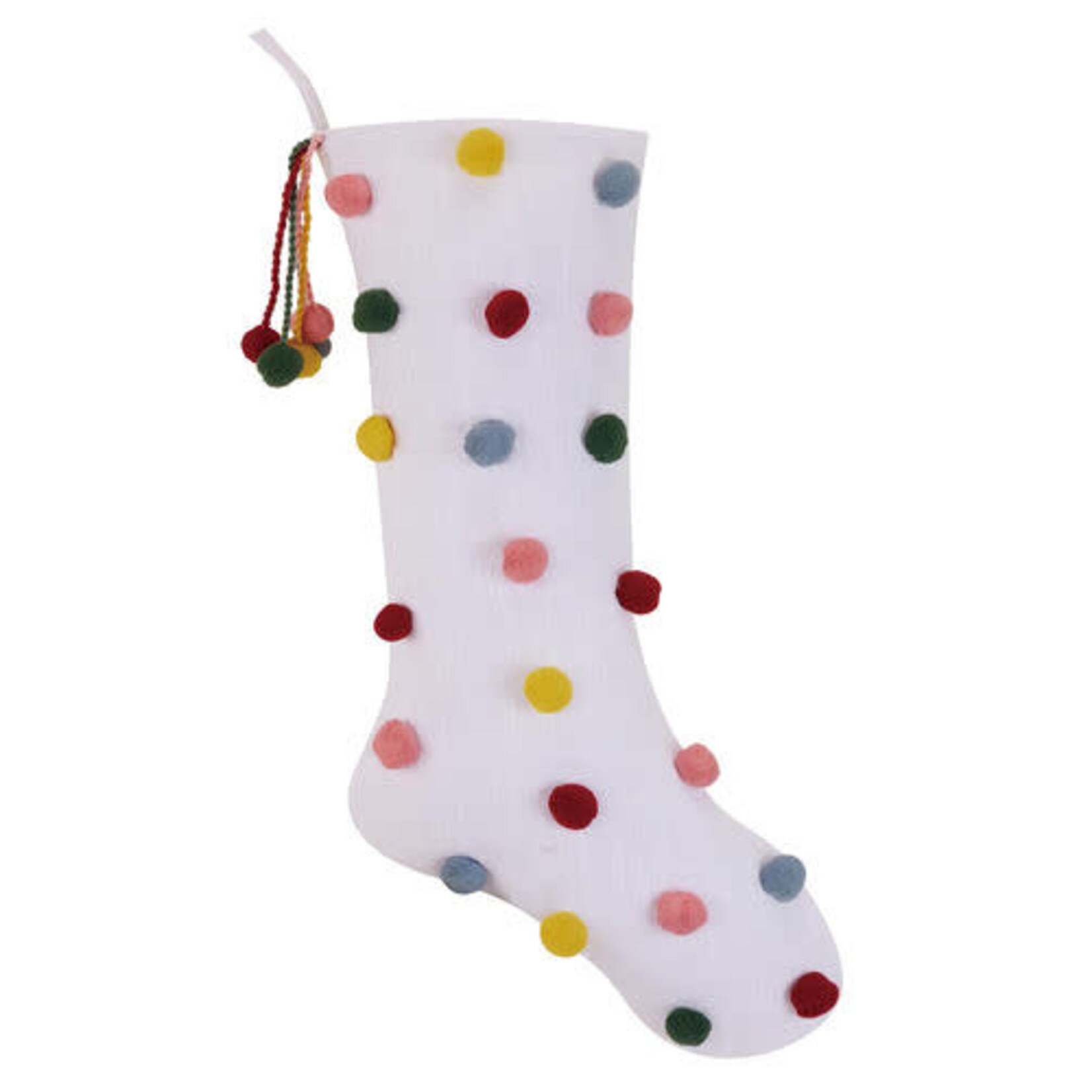 m. lynne designs colorfum pom poms stocking