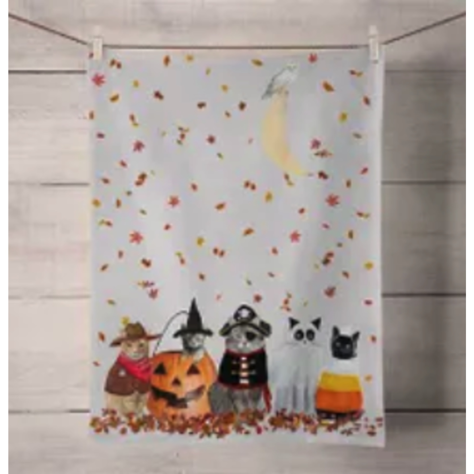 m. lynne designs halloween cats tea towel