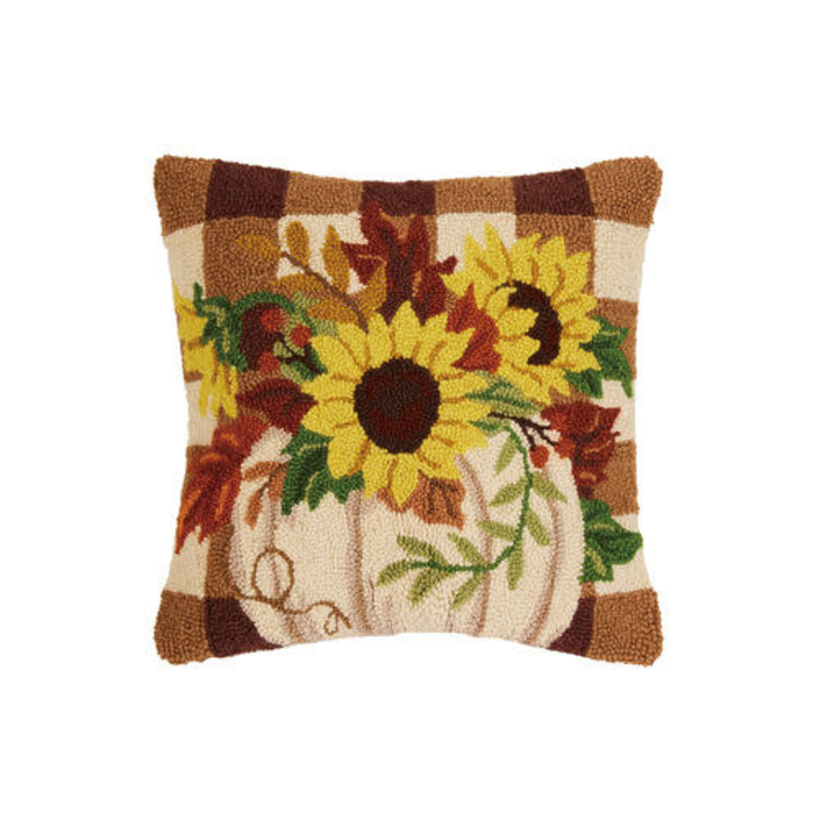 m. lynne designs sunflowers white pumpkin hook pillow