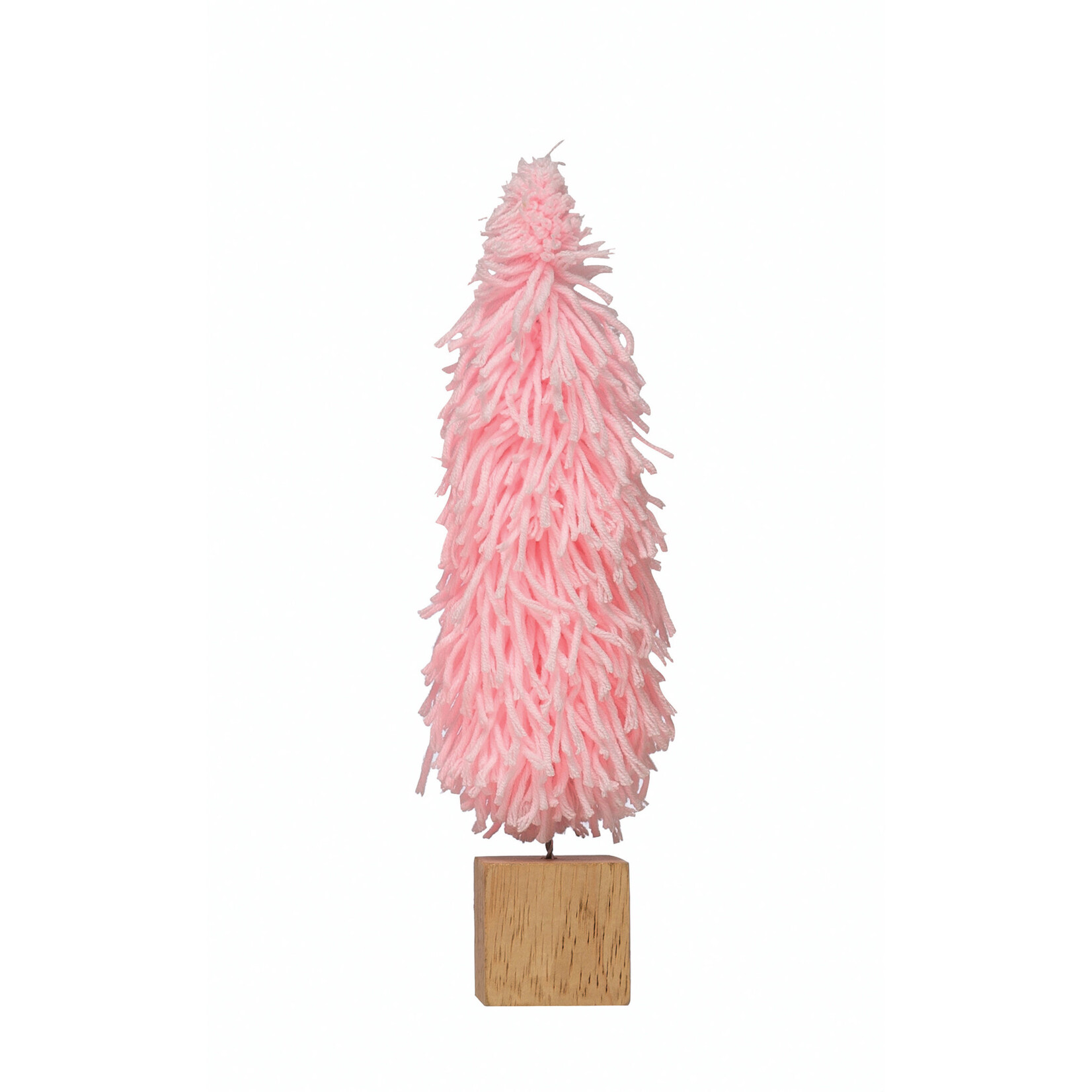 m. lynne designs pink fabric yarn tree with wood base