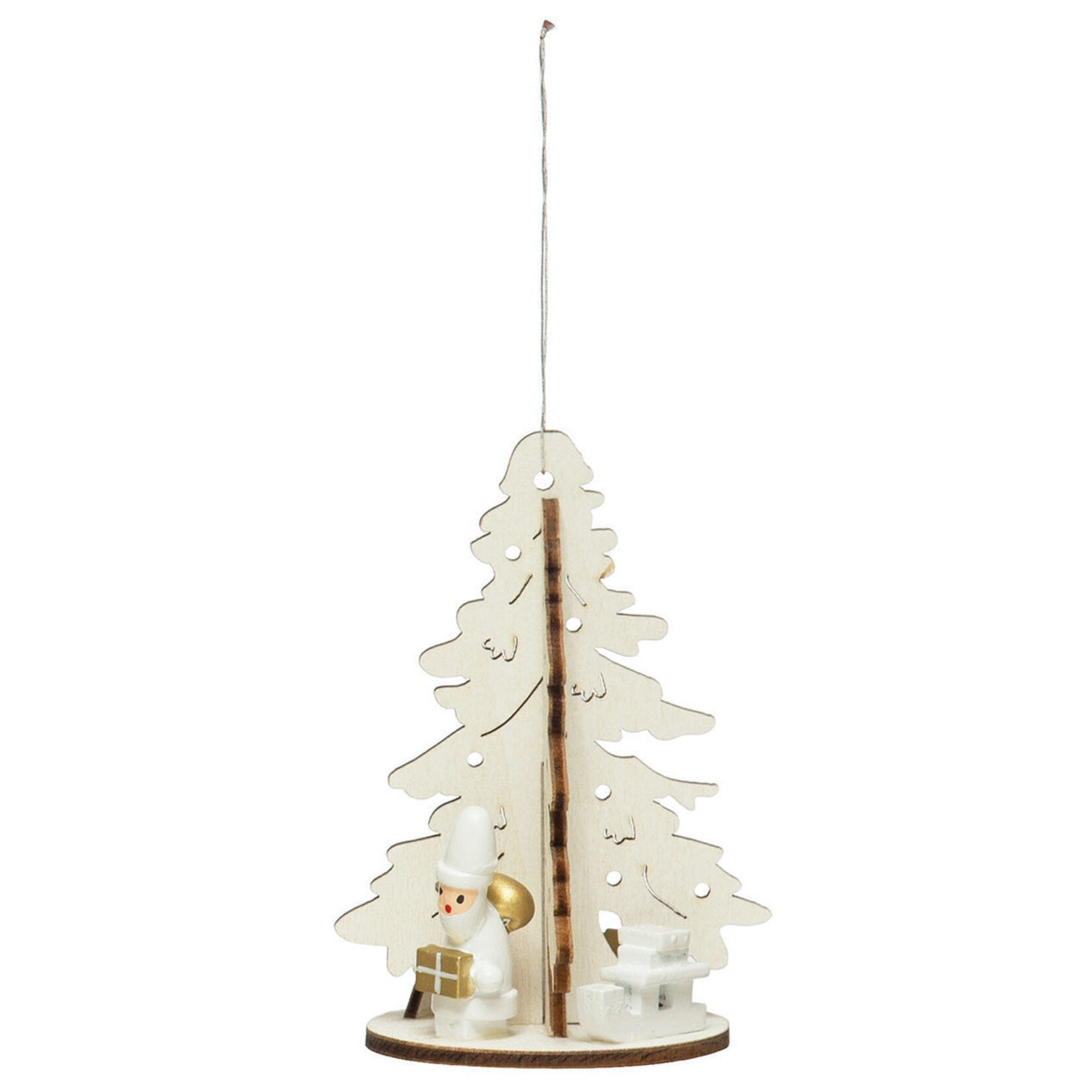 m. lynne designs wooden tree ornament with figure