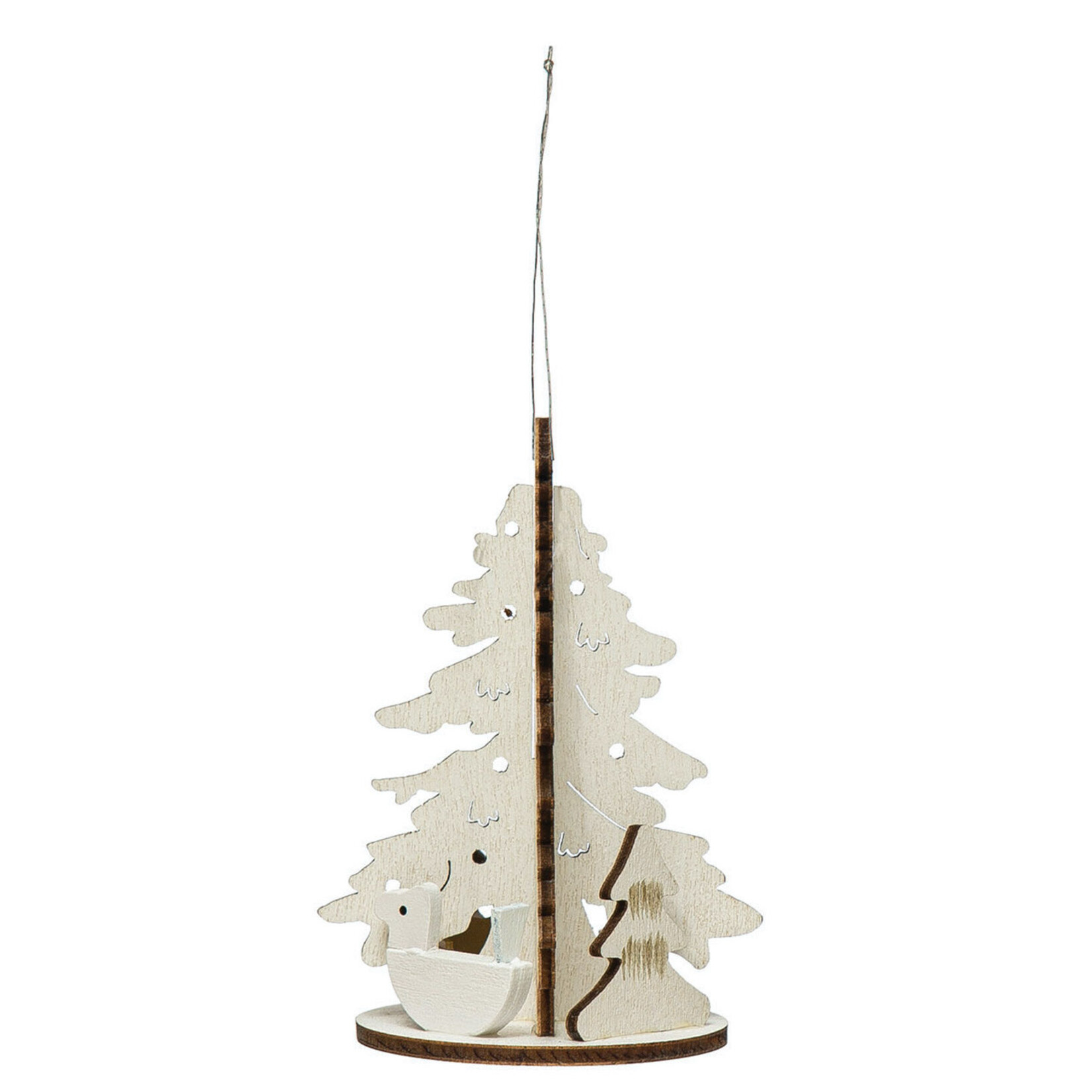 m. lynne designs wooden tree ornament with figure