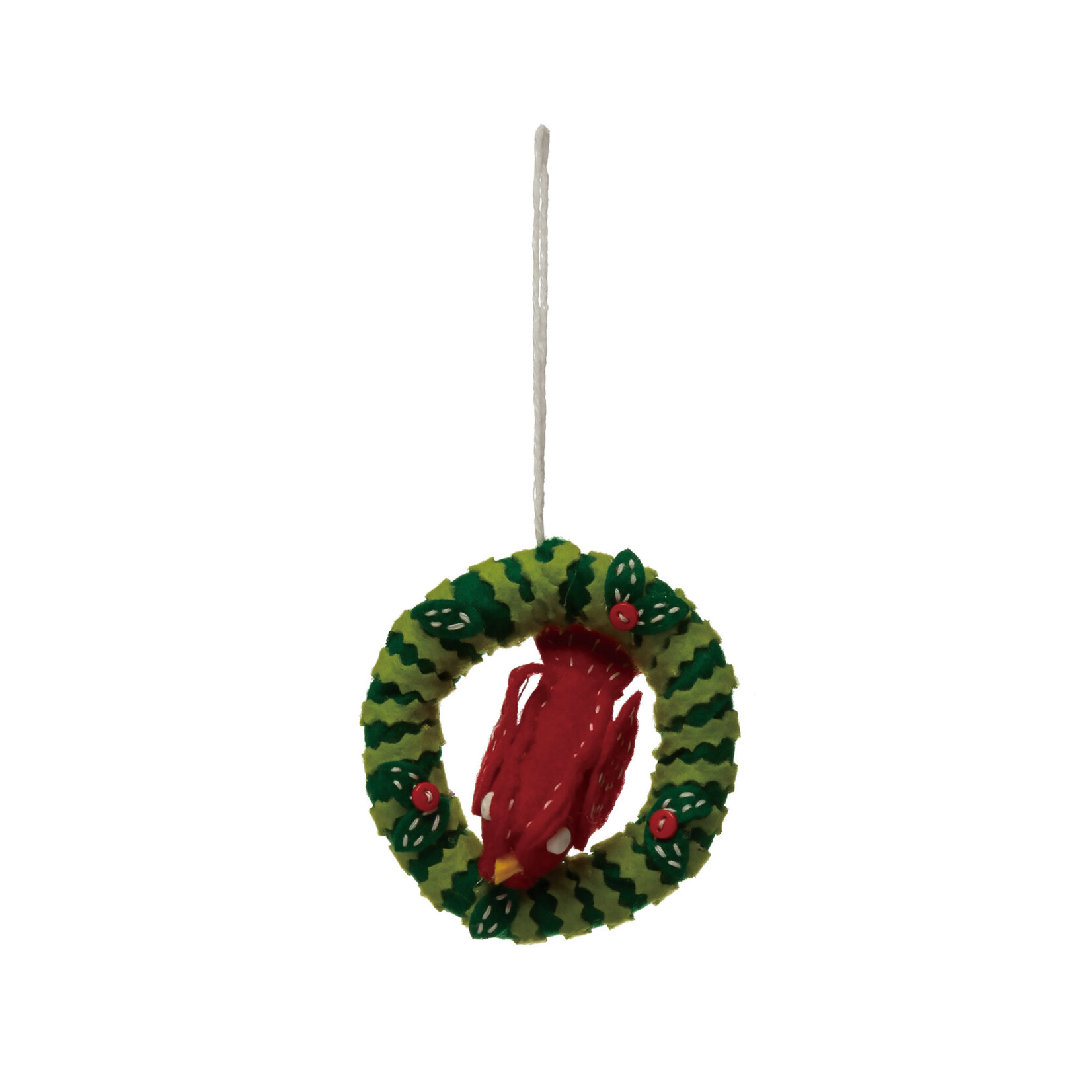 m. lynne designs felt cardinal in wreath ornament