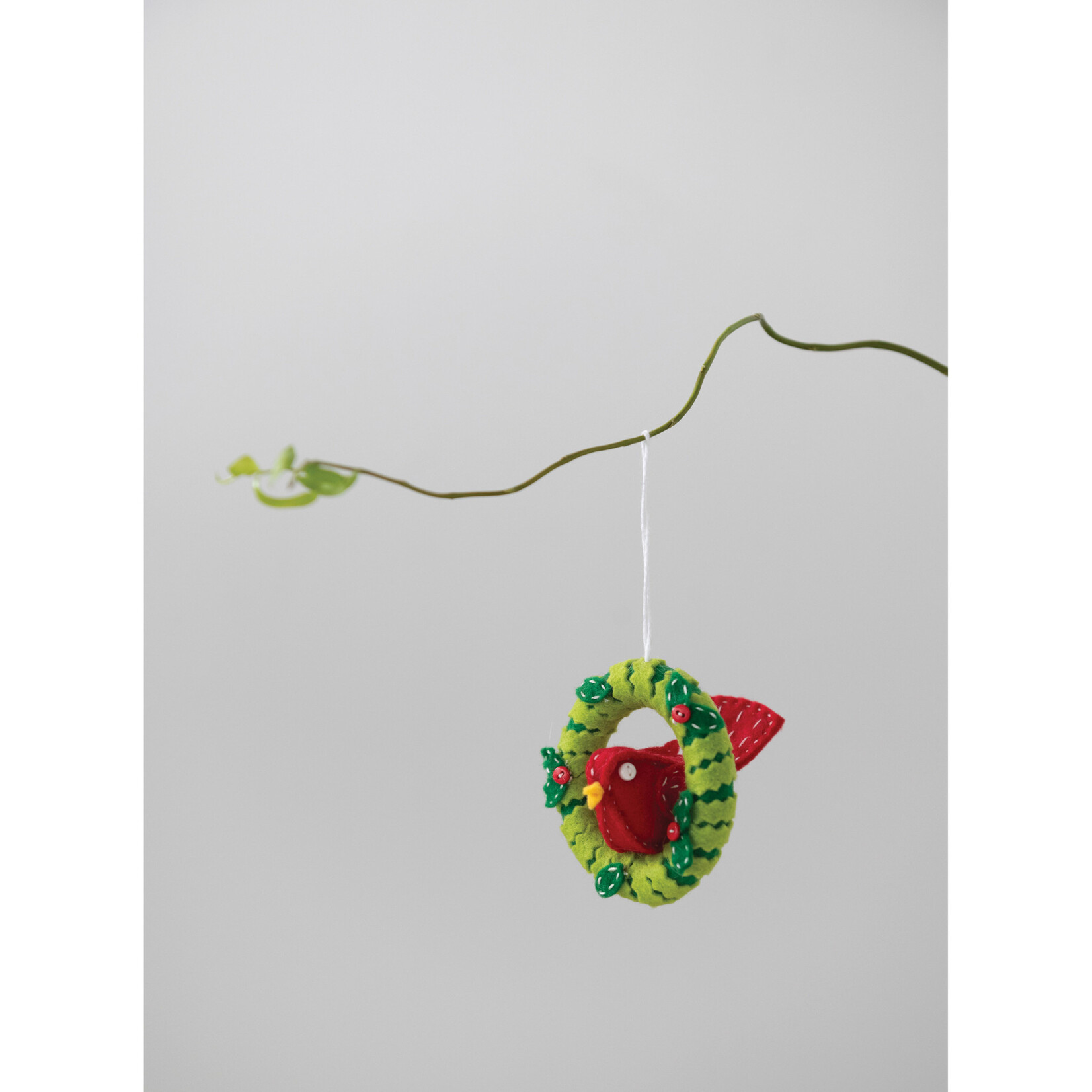 m. lynne designs felt cardinal in wreath ornament