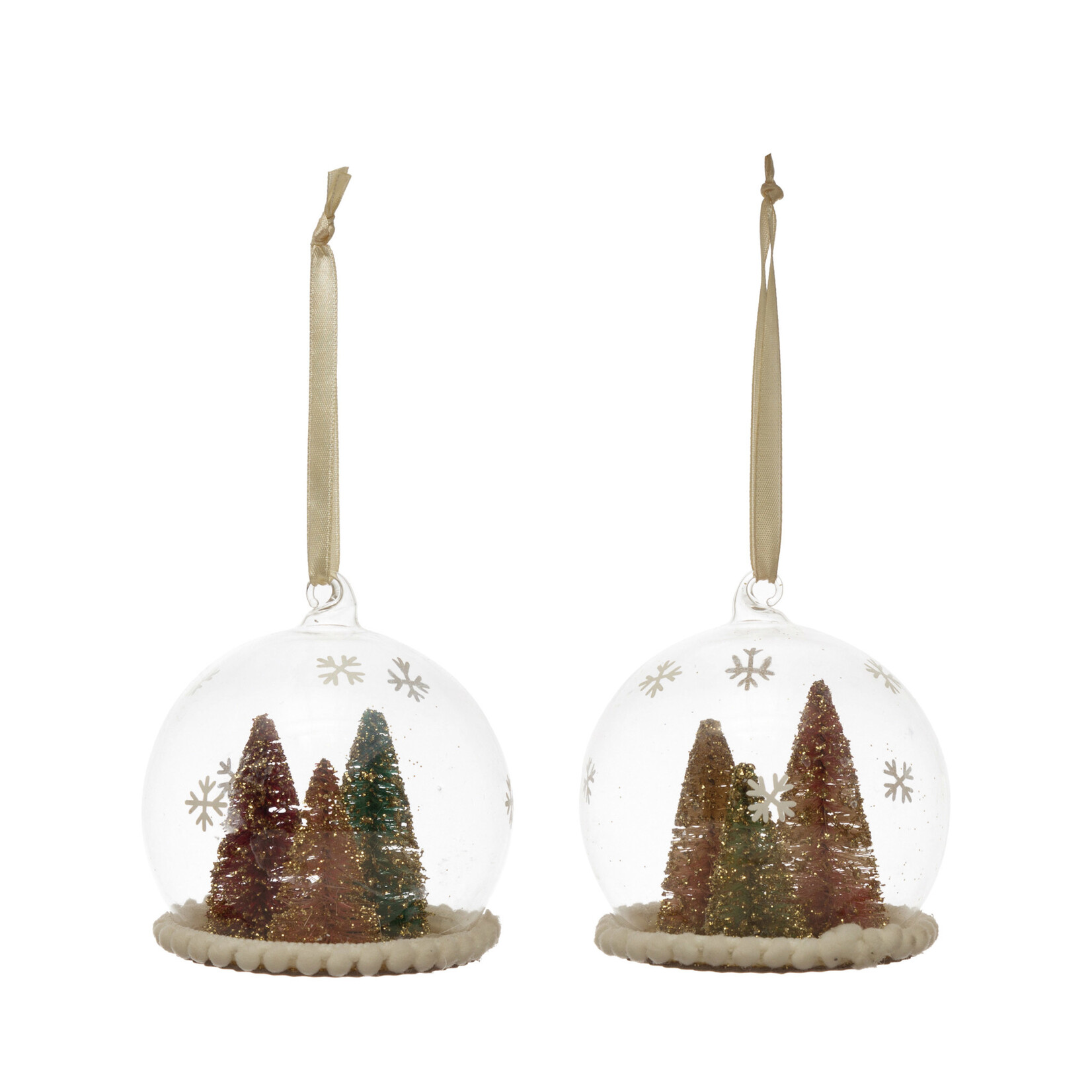 m. lynne designs glass globe ornament with bottlebrush trees