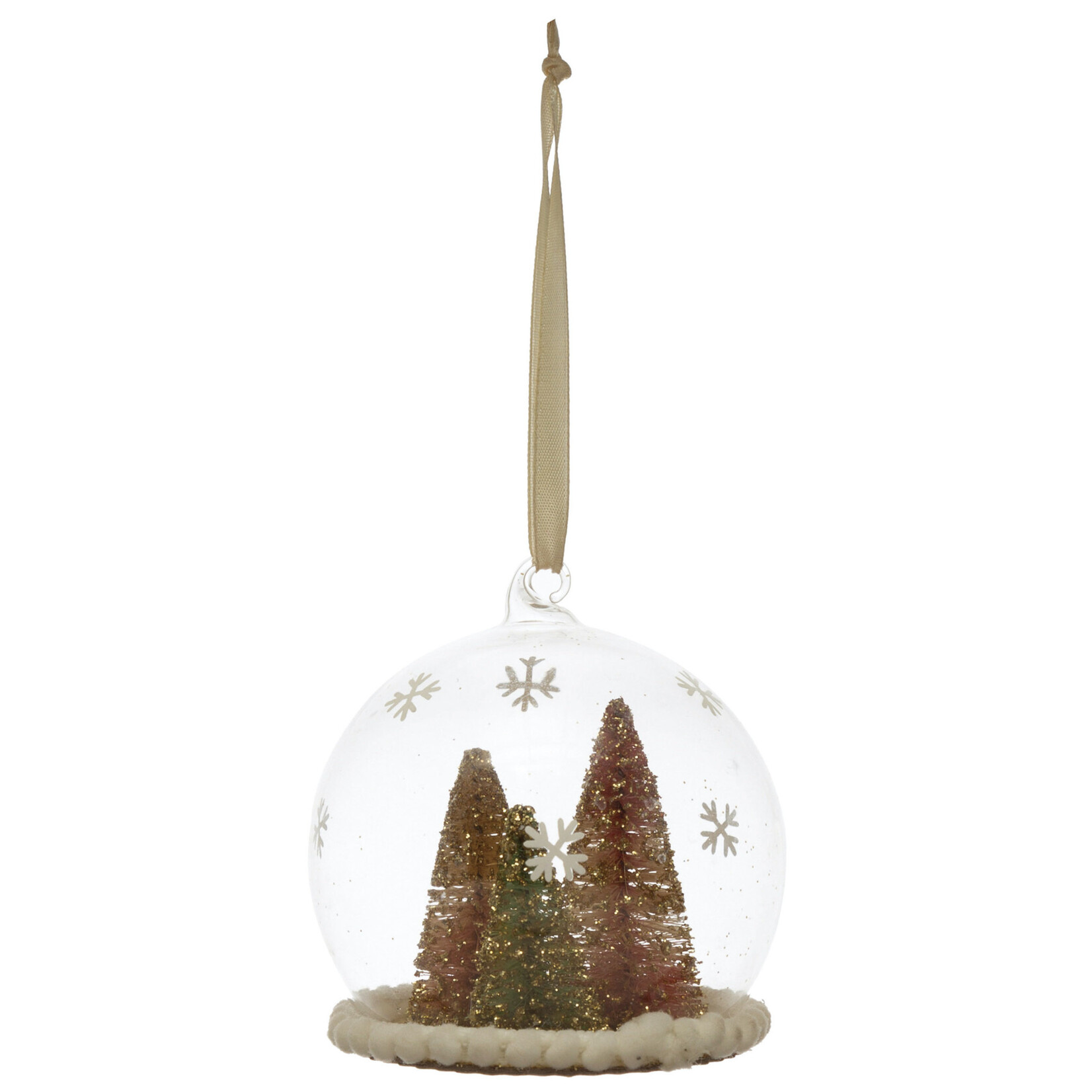 m. lynne designs glass globe ornament with bottlebrush trees