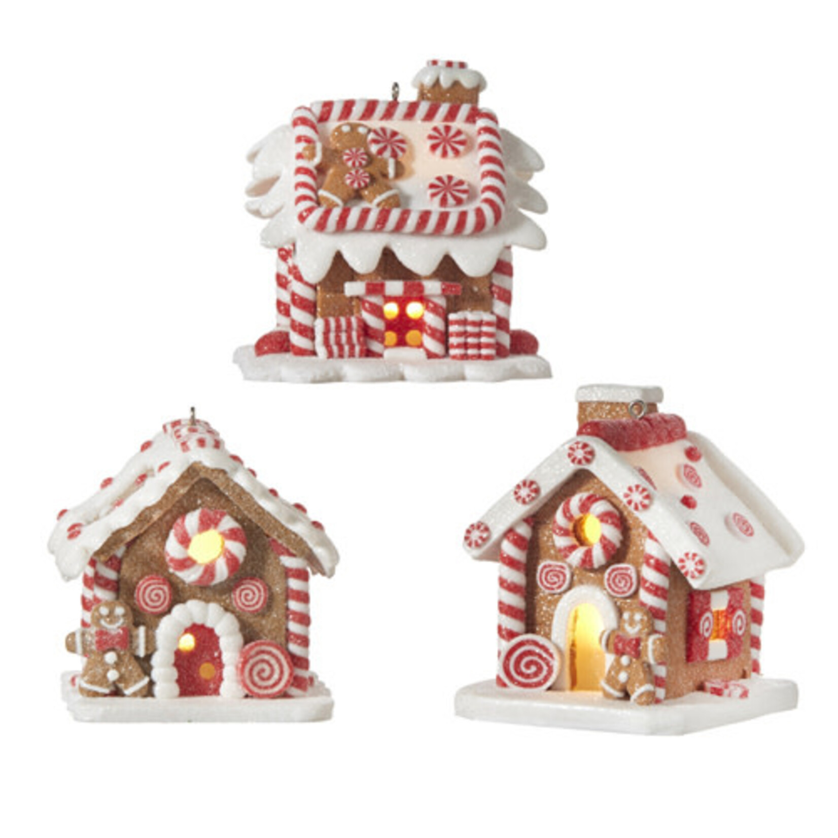 m. lynne designs lighted gingerbread house ornament, red & white