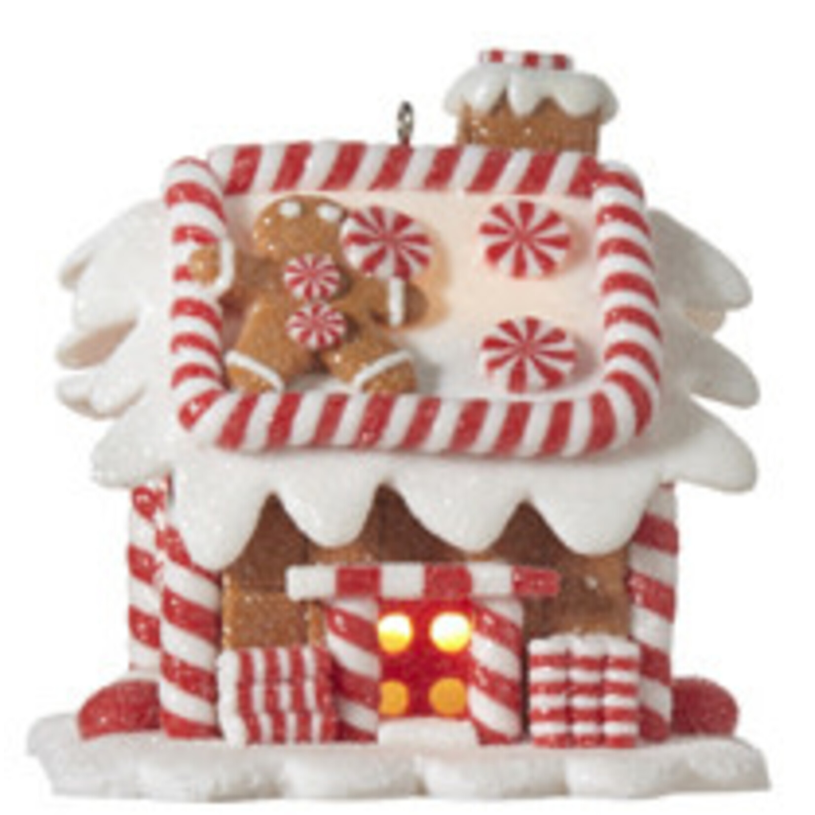 m. lynne designs lighted gingerbread house ornament, red & white