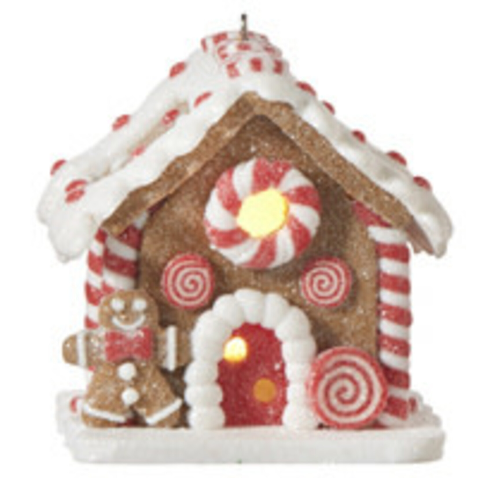 m. lynne designs lighted gingerbread house ornament, red & white