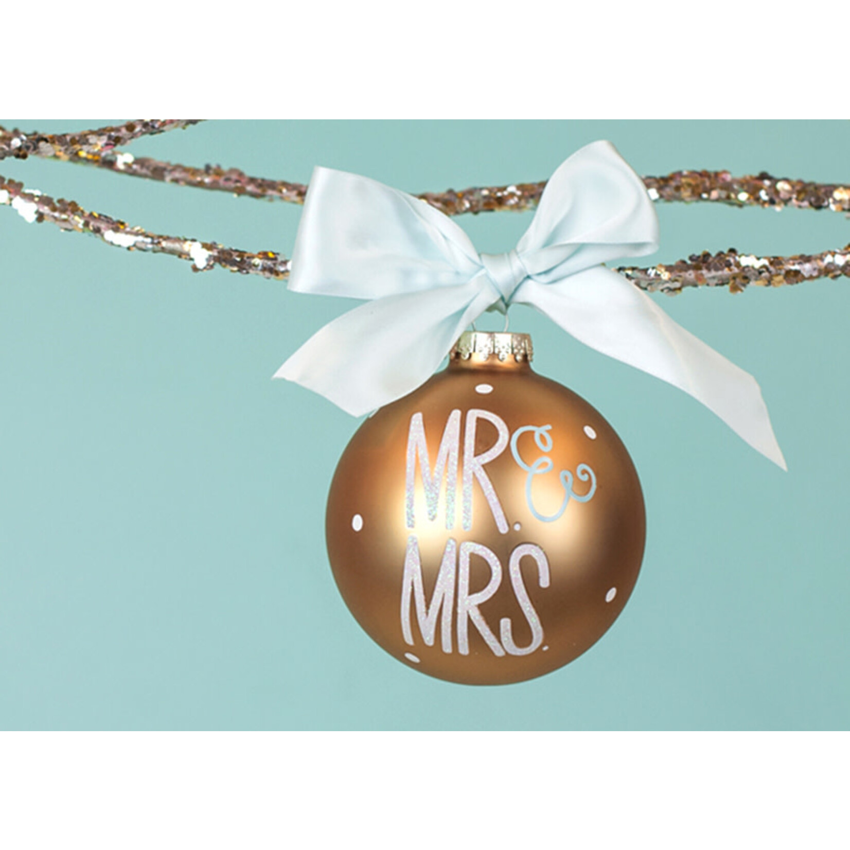 coton colors mr. and mrs. glass ornament