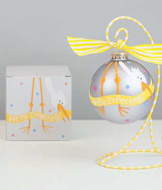 coton colors Stork We're Expecting Glass Ornament