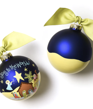 coton colors Joy to the World Nativity Glass Ornament