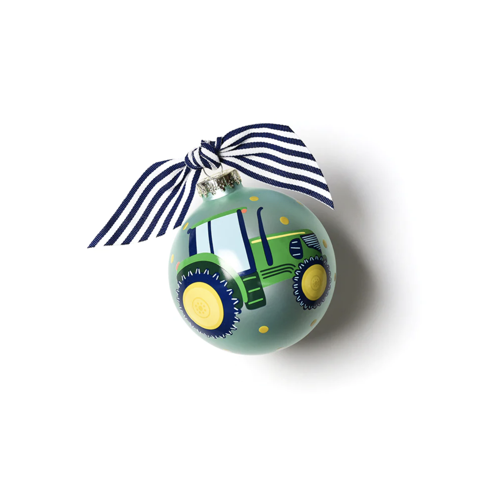 coton colors on the farm tractor glass ornament