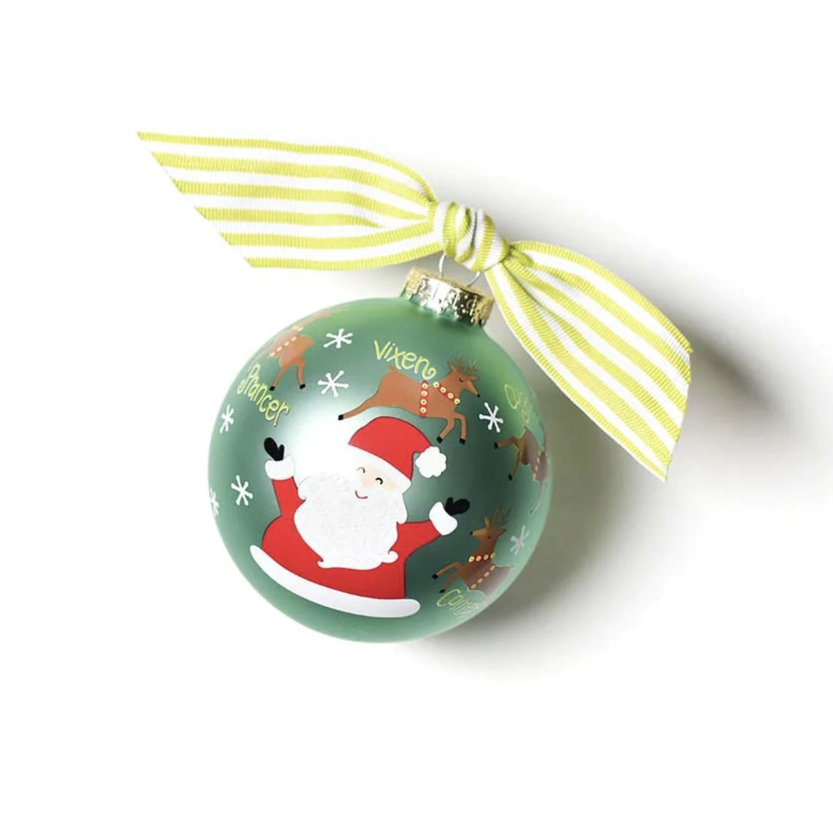 coton colors christmas calling reindeer glass ornament