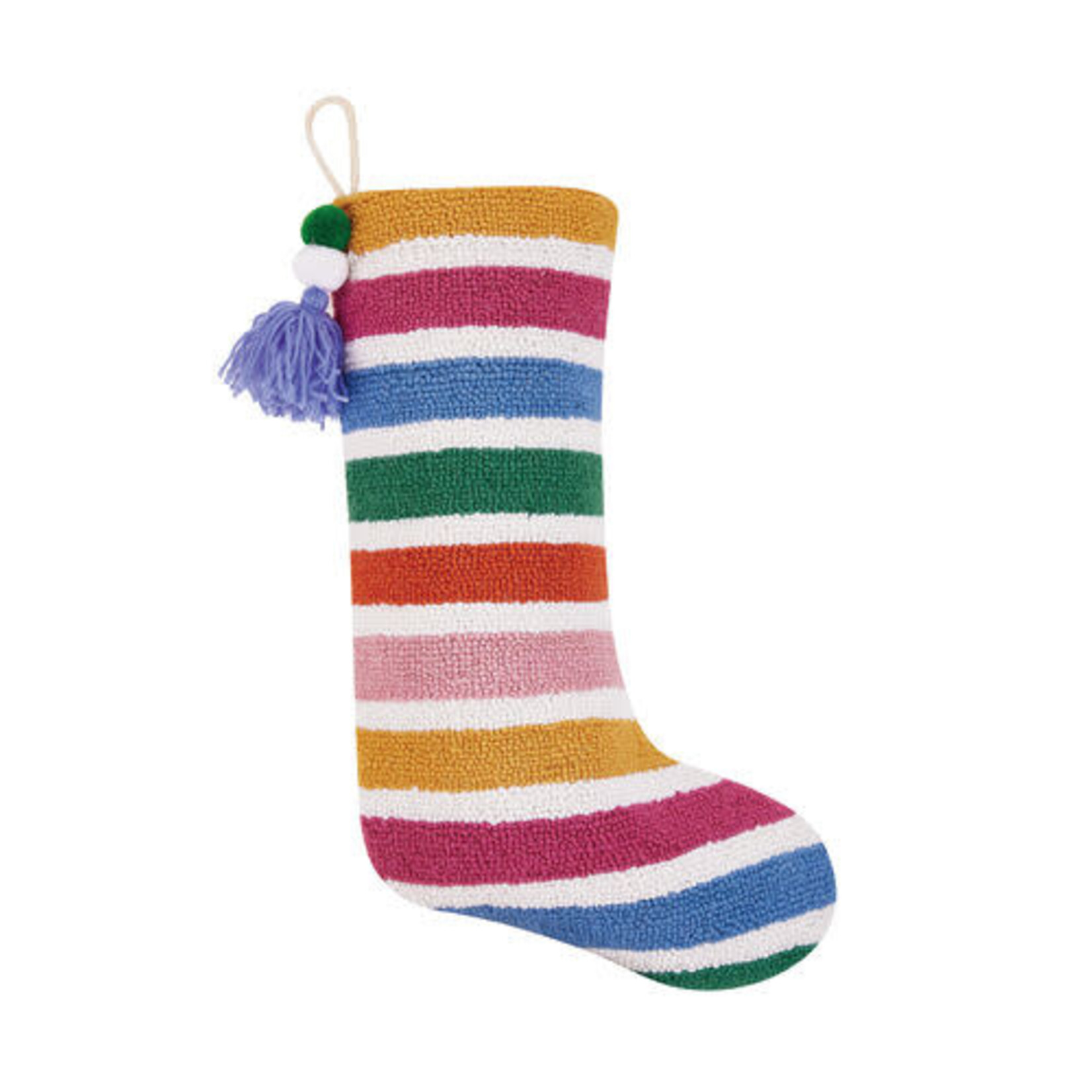 m. lynne designs rainbow with pom stocking