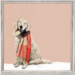 m. lynne designs hot cocoa golden retriever framed canvas