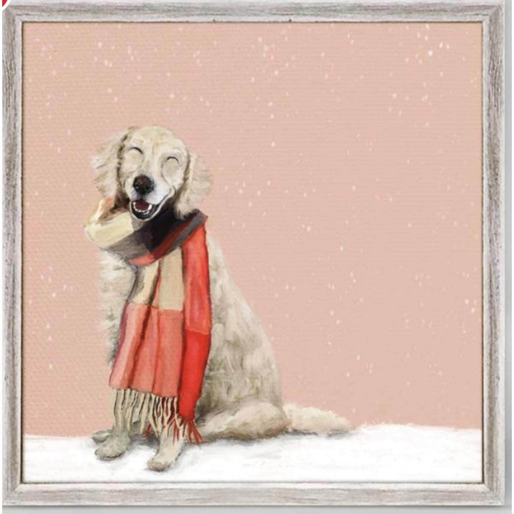 m. lynne designs hot cocoa golden retriever framed canvas