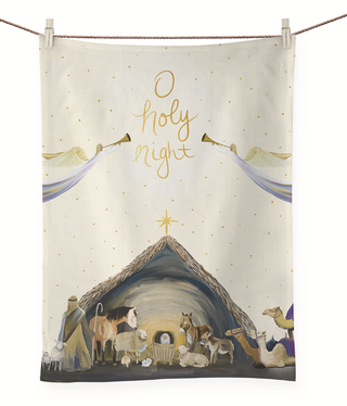 Nativity Manger with Gold Tea Towel