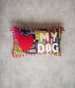 available at m. lynne designs I Love My Dog Kantha Pillow