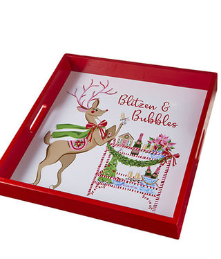 available at m. lynne designs Blitzen and Bubbles High Shine Tray