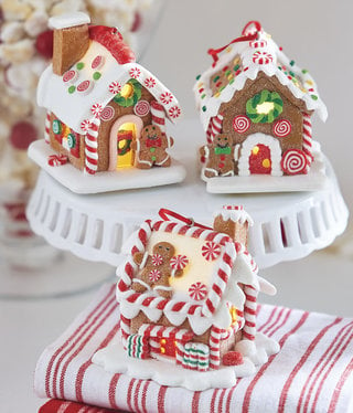 Colorful Lighted Gingerbread House Ornament