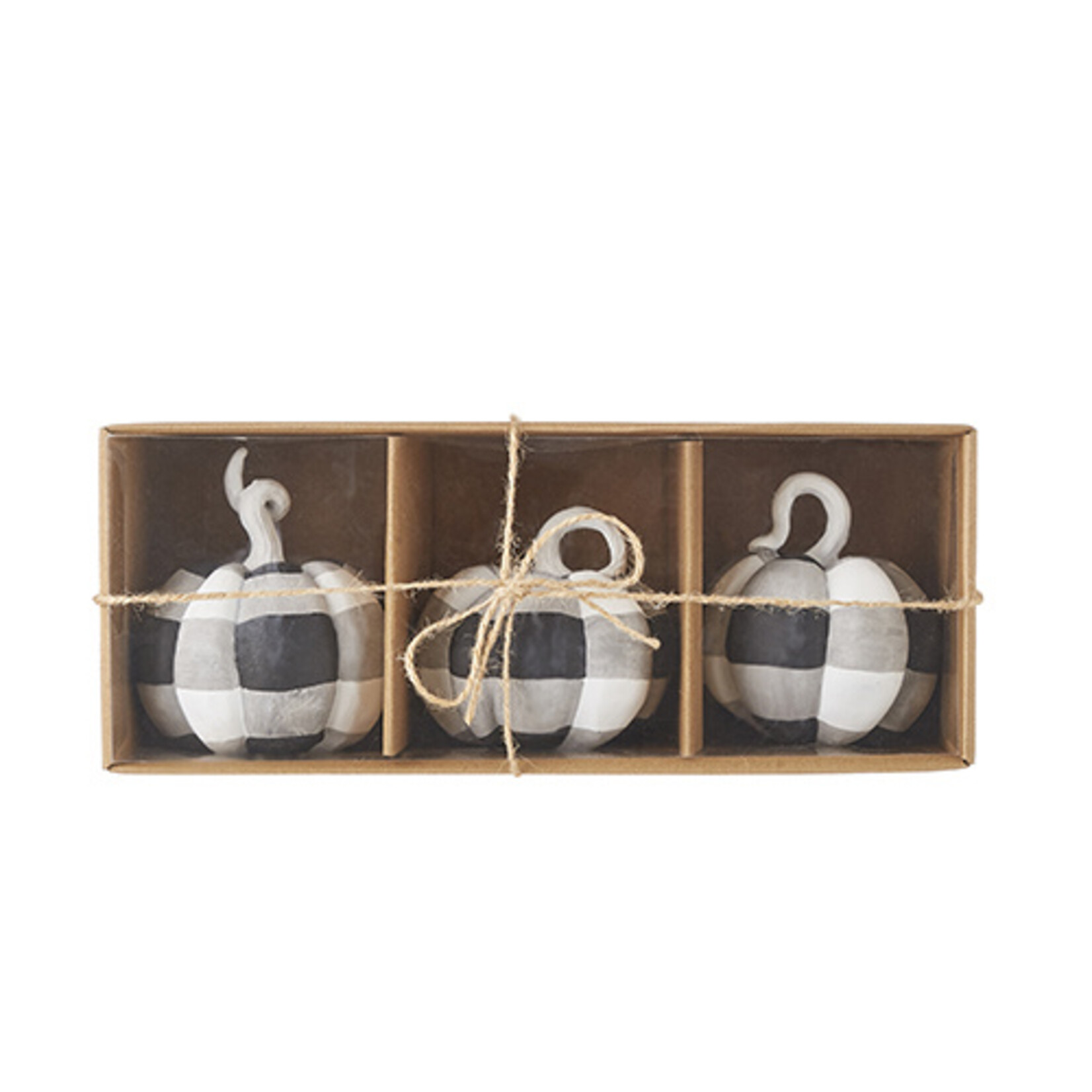 m. lynne designs black & white plaid pumpkin