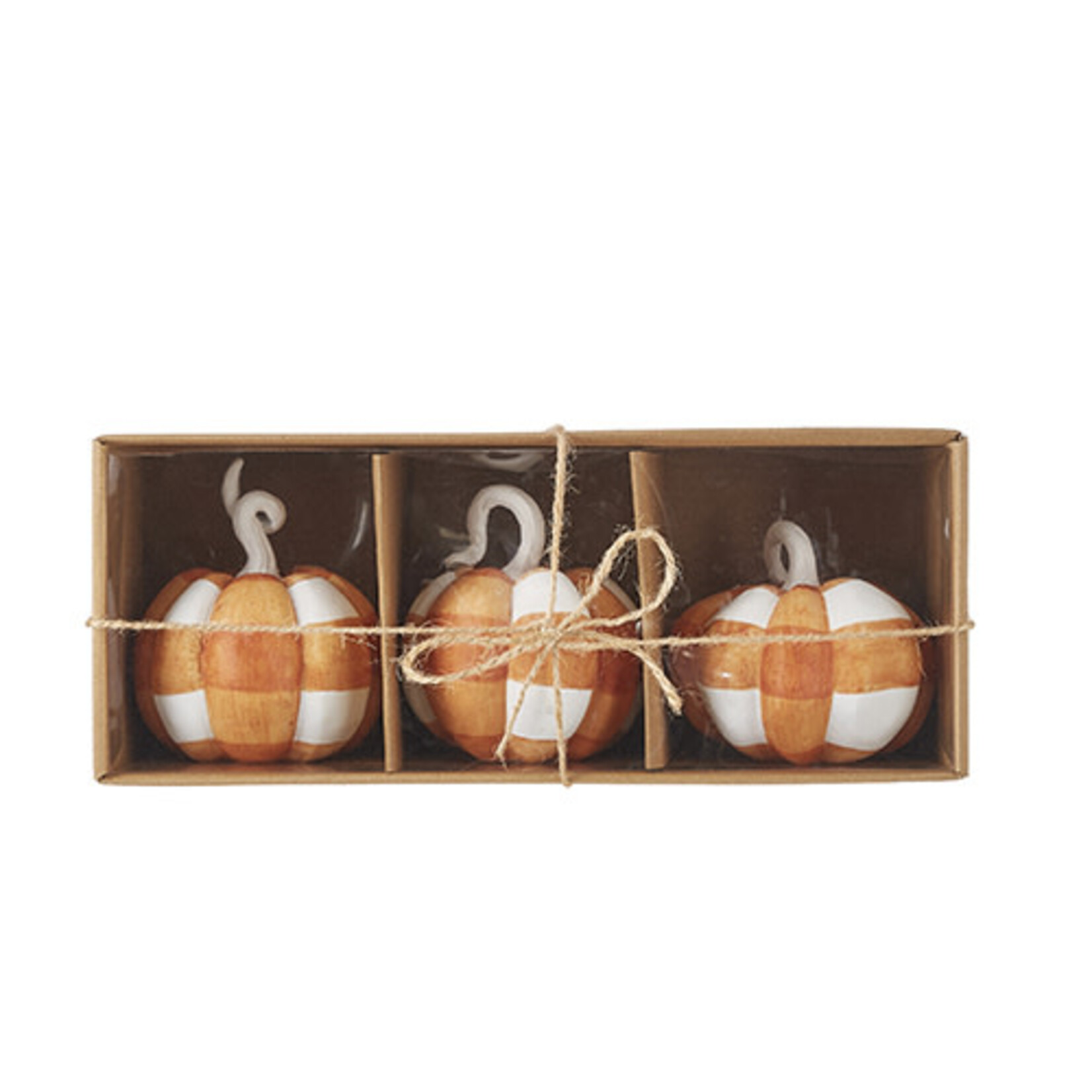 m. lynne designs orange & white plaid pumpkin