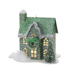 m. lynne designs green lighted paper house ornament