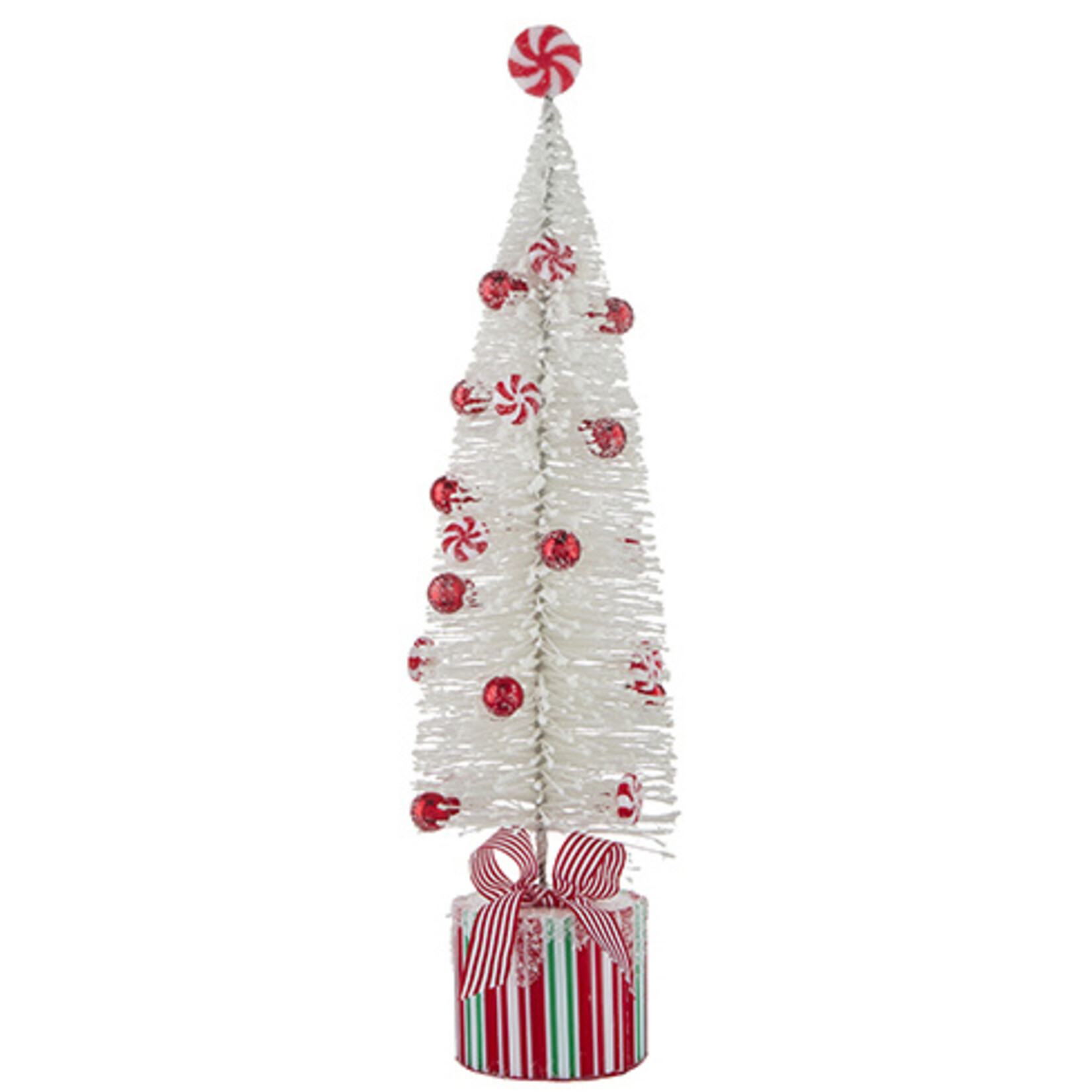 m. lynne designs peppermint bottlebrush tree on present