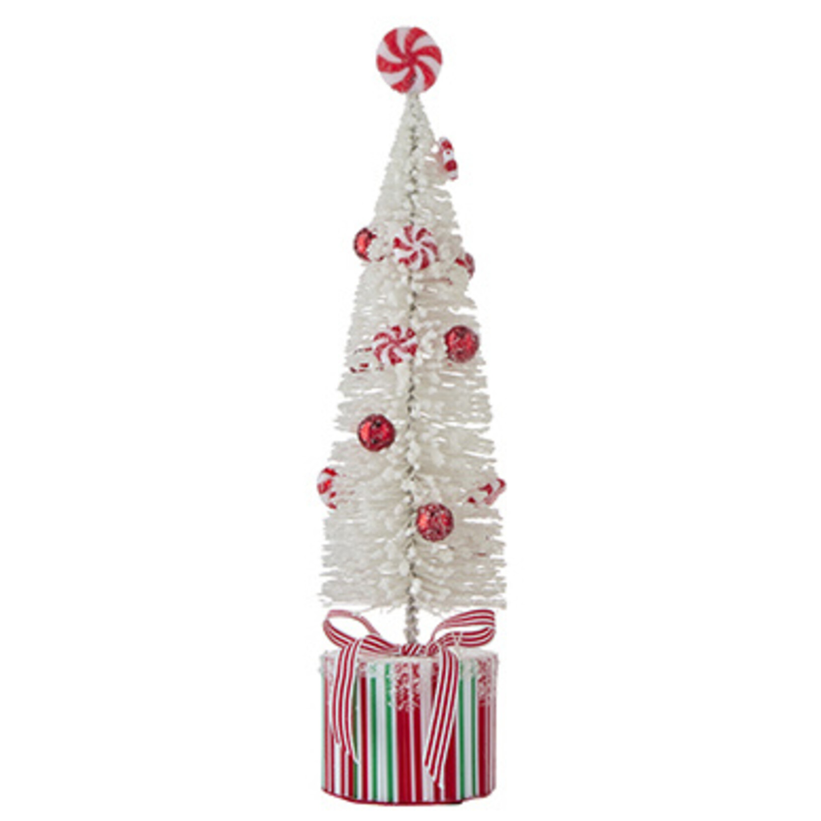m. lynne designs peppermint bottlebrush tree on present