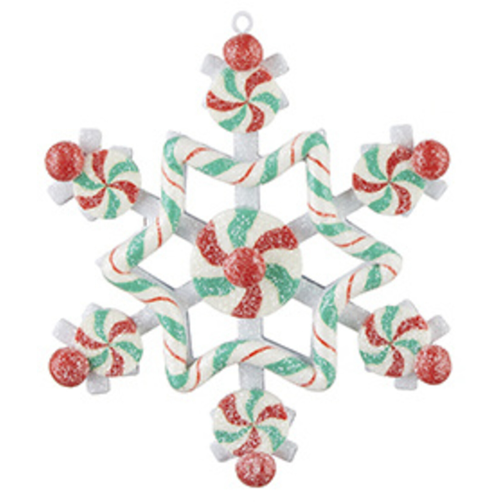m. lynne designs peppermint snowflake ornament