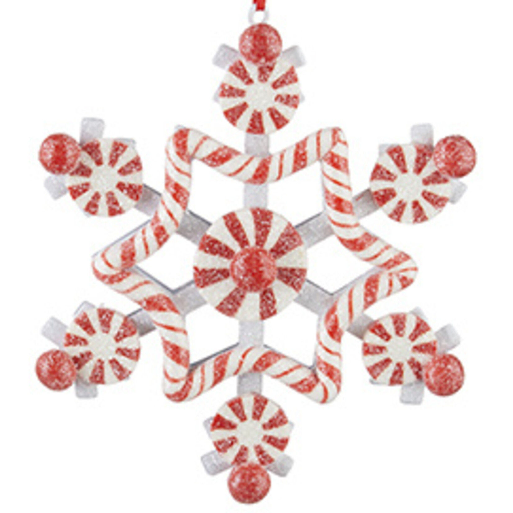 m. lynne designs peppermint snowflake ornament