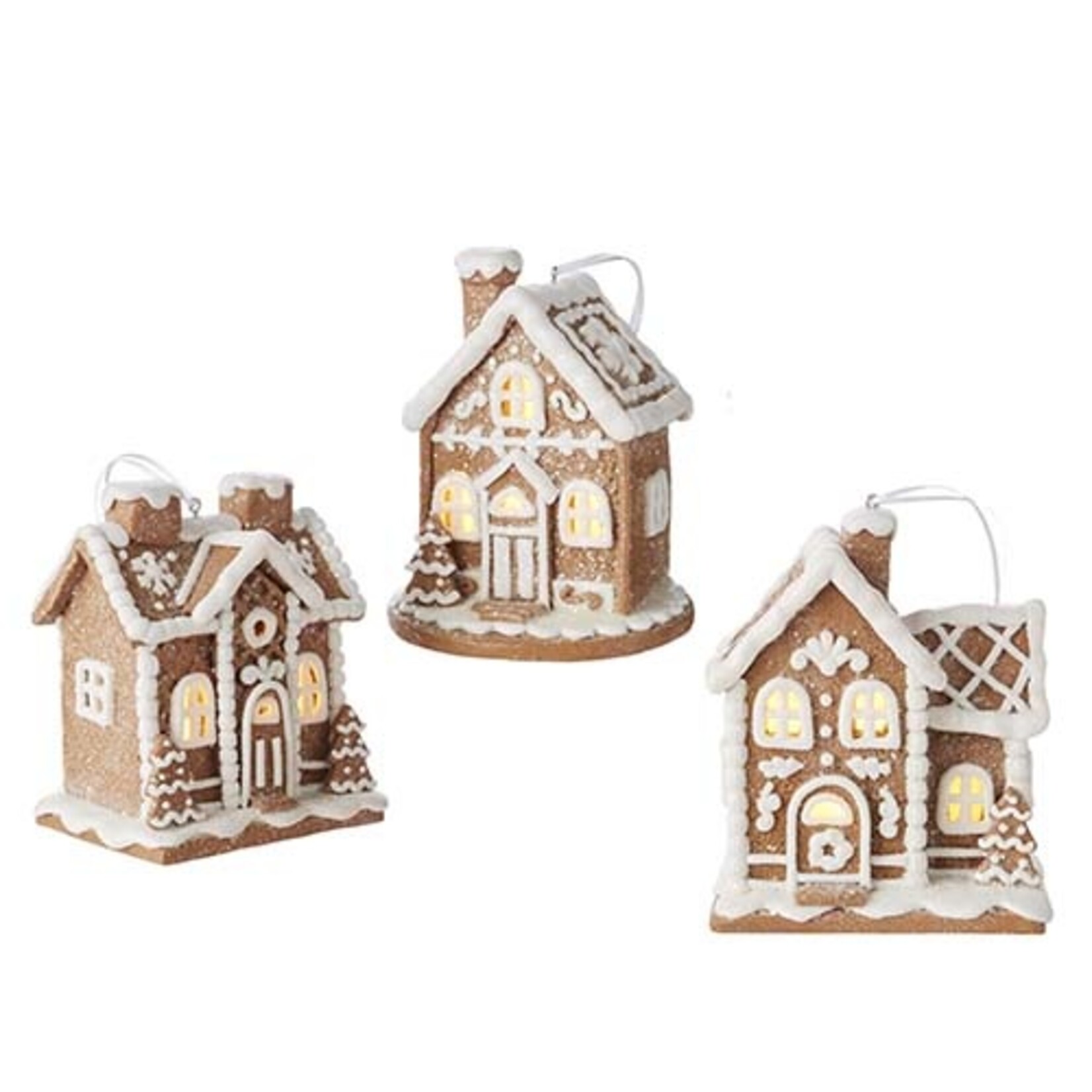 m. lynne designs white icing lighted gingerbread house ornament