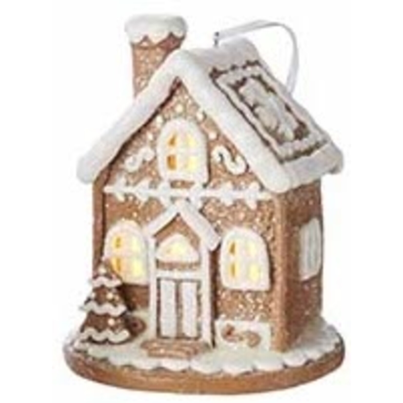 m. lynne designs white icing lighted gingerbread house ornament