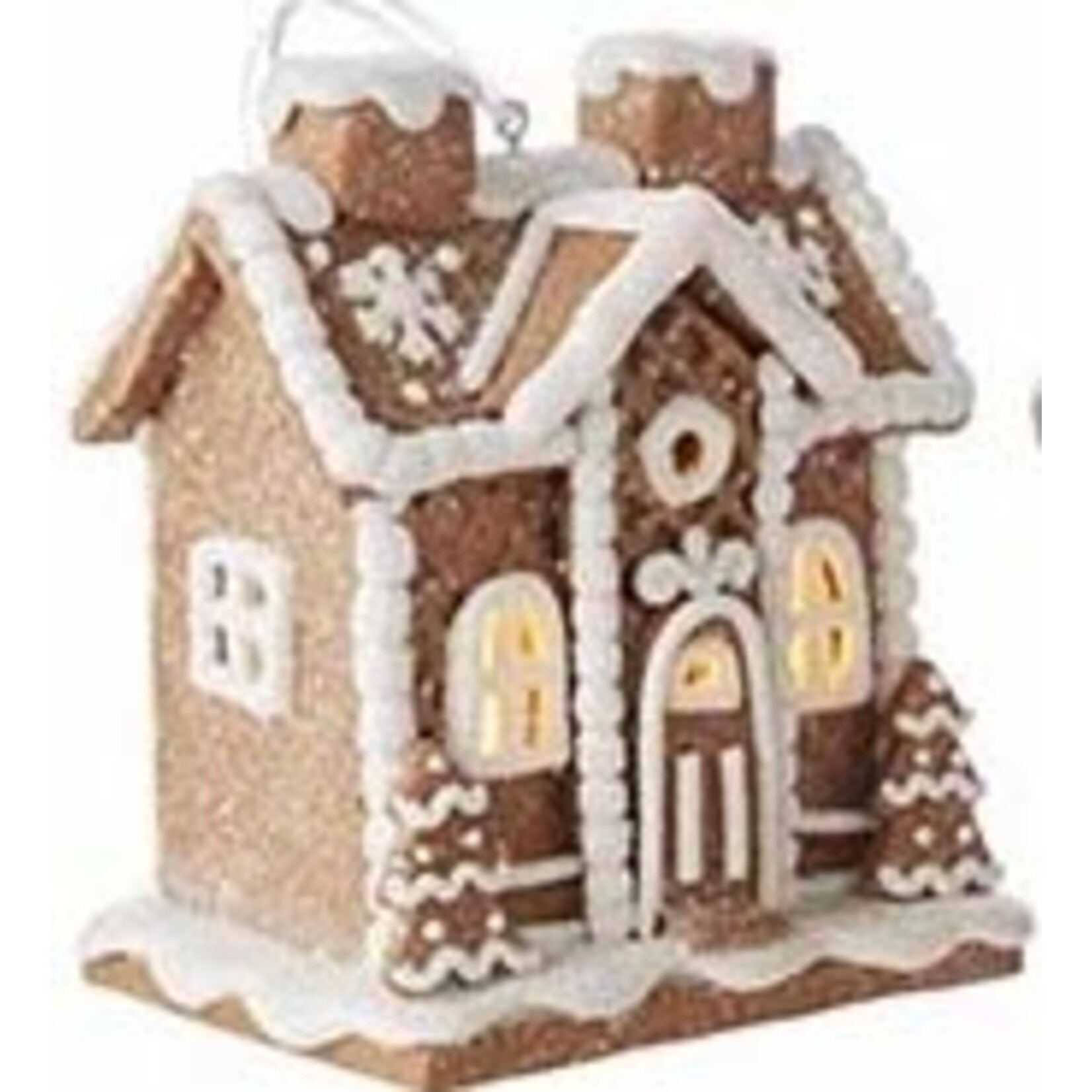 m. lynne designs white icing lighted gingerbread house ornament