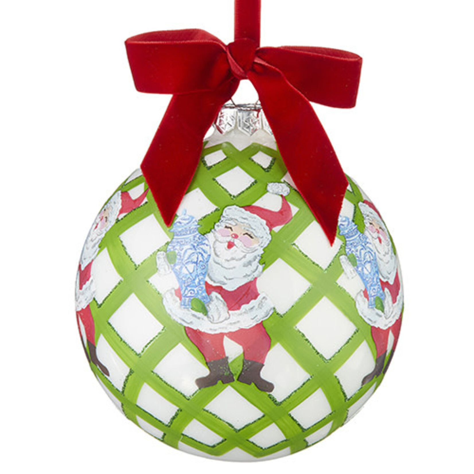m. lynne designs santa with ginger jar ornament